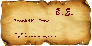Brankó Erna névjegykártya